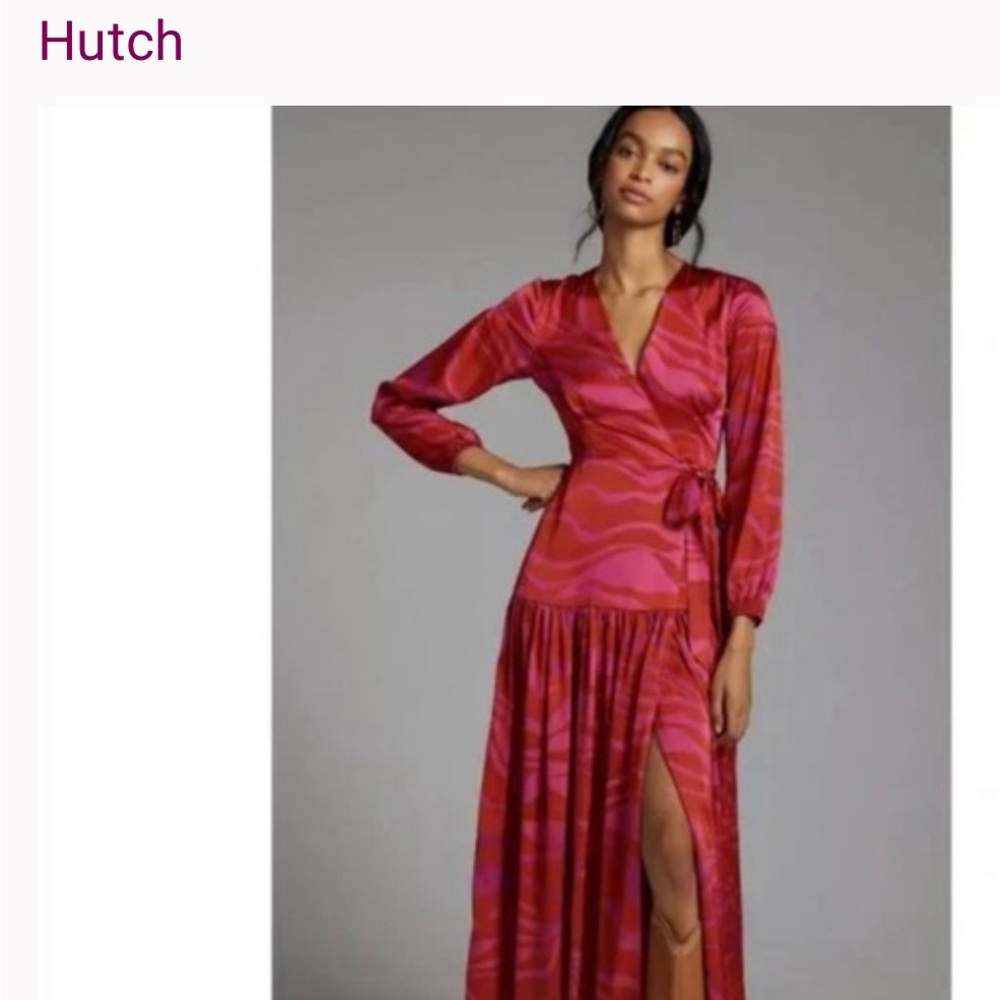 Hutch Ciara wrap dress Anthropologie XL pink/red stunning!!!